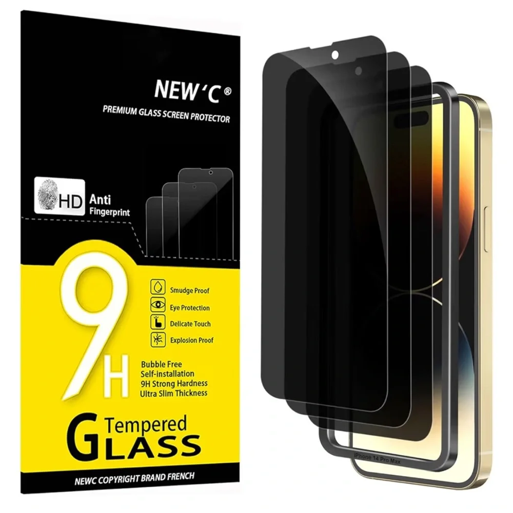 For iPhone 14/15 Pro Max Privacy Screen Protector 6-Pack Tempered Glass